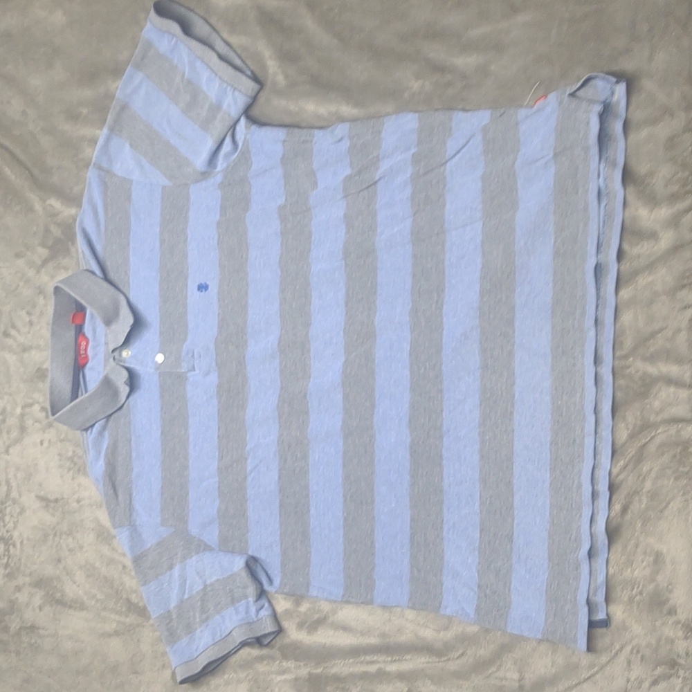 IZOD Polo Shirt Mens Size XXL Large Blue Striped Short Sleeve